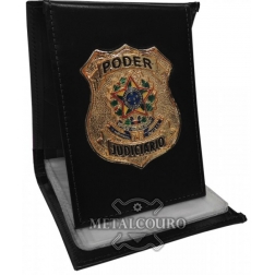 CARTEIRA EM COURO PARA OFICIAL DE JUSTIÇA COM BRASÃO DO PODER JUDICIÁRIO