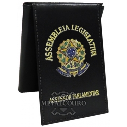 CARTEIRA EM COURO COM BRASÃO EM METAL DA ASSEMBLEIA LEGISLATIVA