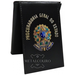 CARTEIRA EM COURO COM BRASÃO EM METAL PROCURADOR