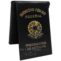 CARTEIRA EM COURO COM BRASÃO EM METAL DO MPF