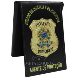 CARTEIRA EM COURO COM BRASÃO DE METAL DO PODER JUDICIÁRIO - AGENTE DE PROTEÇÃO