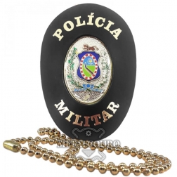 DISTINTIVO FUNCIONAL EM COURO COM BRASÃO DA POLÍCIA MILITAR DE PERNAMBUCO