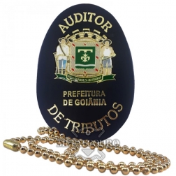 DISTINTIVO FUNCIONAL EM COURO COM BRASÃO EM METAL DA PREFEITURA DE GOIÂNIA - AUDITOR DE TRIBUTOS