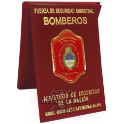 CARTEIRA EM COURO COM BRASÃO EM METAL DOS BOMBEIROS VOLUNTÁRIOS DA ARGENTINA