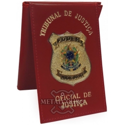 CARTEIRA EM COURO PARA OFICIAL DE JUSTIÇA COM BRASÃO DO PODER JUDICIÁRIO