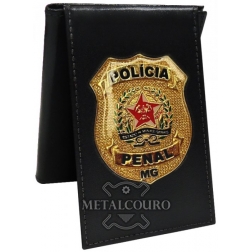 CARTEIRA EM COURO COM BRASÃO EM METAL DA PPMG