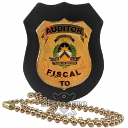 PORTA DISTINTIVO FUNCIONAL F18 EM COURO COM BRASÃO AUDITOR FISCAL TOCANTINS
