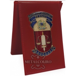 CARTEIRA DE ADVOGADO (A) COM BRASÃO DA OAB - CAPA QUEIMADA VERMELHA