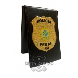 CARTEIRA EM COURO COM BRASÃO EM METAL DA PPAM