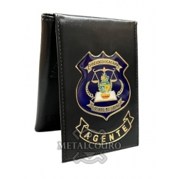 CARTEIRA EM COURO COM BRASÃO EM METAL PARA AGENTE DO SISTEMA SOCIOEDUCATIVO DO ESTADO DE GOIÁS