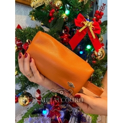NECESSAIRE COM ALÇA DE MÃO 100% COURO