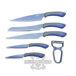 KIT JOGO FACAS AÇO INOX COZINHA CHURRASCO